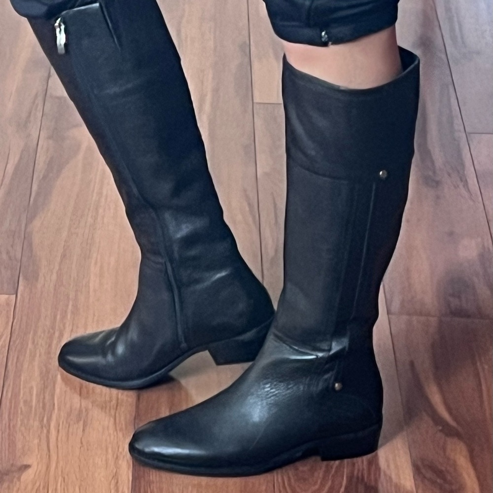 Franco Sarto Genuine Leather Black Sparta Boots 8M